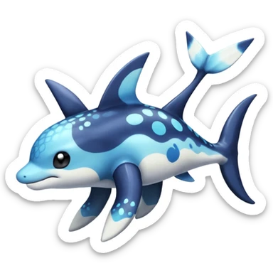 Black and white smooth glossy soft hot spotted Dialga-Orca-Vaporeon-Umbreon-Pokémon-Fakémon-fusion-hybrid-creature (full body), 4-legged,  sticker