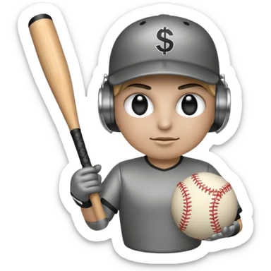 a Bomb emoji holding a baseball bat with money sign eyes sticker
