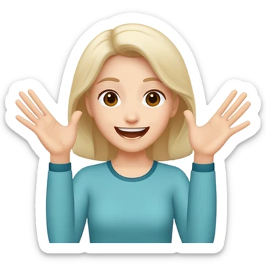 Very excited and happy and with hands like ‘yesss’ sticker