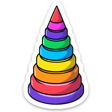 Rainbow colored children's stacking rings toy pyramid sticker