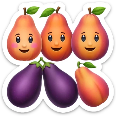 Make an emoji of a peach and eggplant sticker