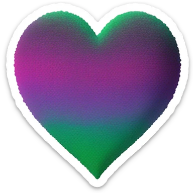 Green purple magenta ombré heart  sticker
