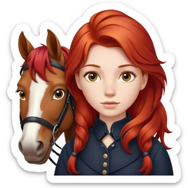 girl whit red hair on horse  sticker