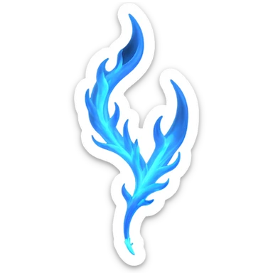 iconic symbol representing the soul, glowing ethereal wisp, radiant blue flame, luminous spirit shape, visually clear, transparent background sticker