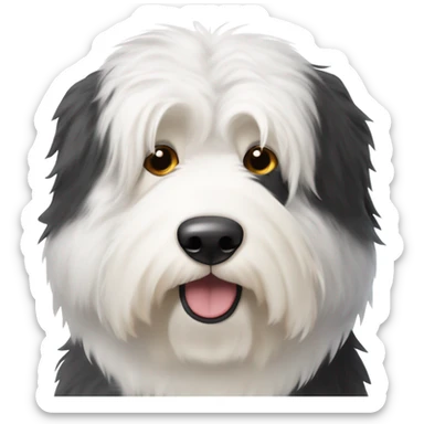 Old English sheepdog with a face that’s half black and half white sticker