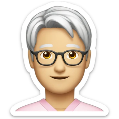 red-spectacle-pinkhair-middleage-man-japanese sticker