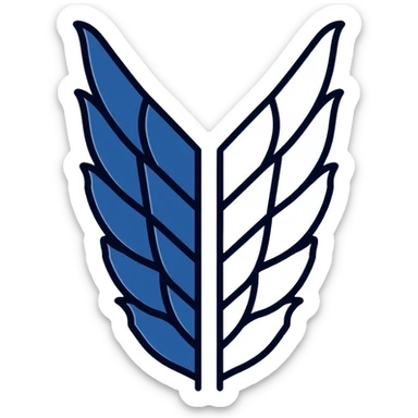 Wings of Freedom logo from Attack on Titan, overlapping blue and white wings, Survey Corps emblem sticker