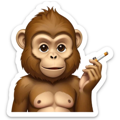 A monkey smokes a Cigarette￼￼￼ in Thailand  sticker
