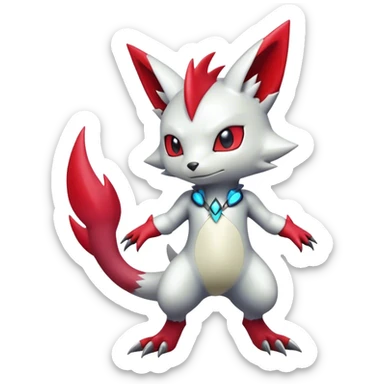 Cute Cool Edgy Shiny Futuristic Ethereal Legendary Digimon-Sneasel-Zangoose-hybrid full body sticker