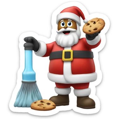 Santa throwing up cookies while vacuuming in the universe sticker