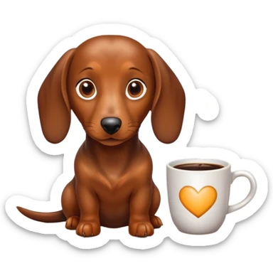 brown dachshund coffee sticker
