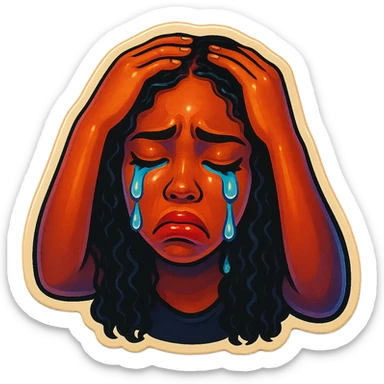 sad Tears rolling down face 
Mouth Pout
hands on head 
head down
 sticker