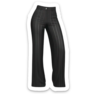 Realistic isolated side view of a pair of black high waist wide leg pants with silver pinstripes on them. sticker