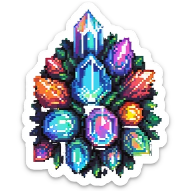 rainbow crystal cluster with multiple points and iridescent shine sticker