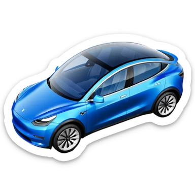 Tesla Model Y parking, seen from above. A blue line shows the planned trajectory sticker