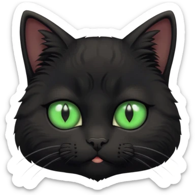 A black three-eyed cat with a sad expression sticker
