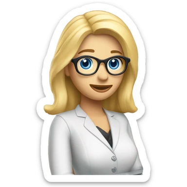 blonde medium hair hazely blue eyes mortgage loan officer with laptop and cmg home loans logo sticker