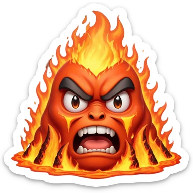 can i have an image of an angry volcano erupting with an angry fave sticker
