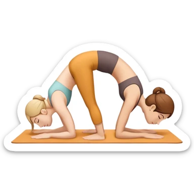 two ladies in downward dog back to back  sticker