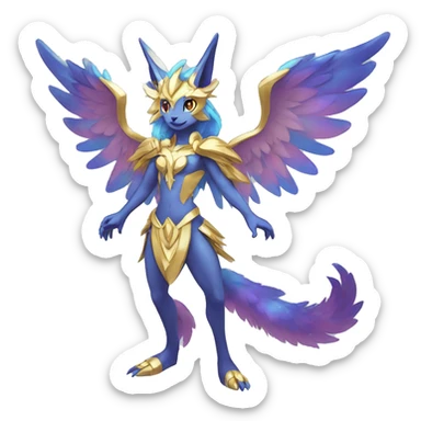 Anthro Sona Colorful Godly Celestial Shiny Fakemon Full Body sticker