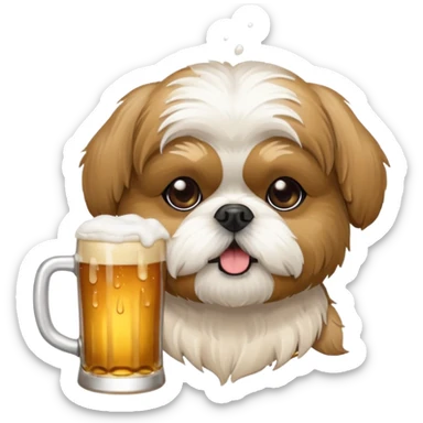 shih tzu drinking beer sticker