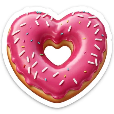 Realistic isolated heart shaped donut with red frosting. sticker