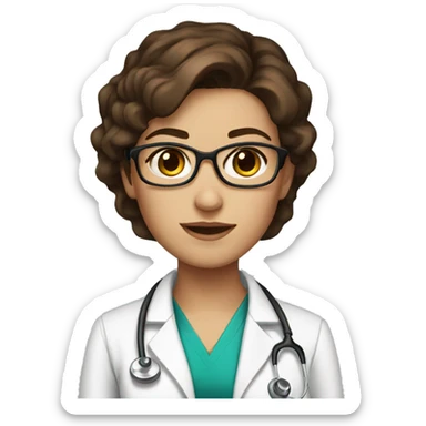 Female doctor brown hair beautiful brown eyes  sticker