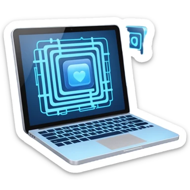 AI webflow on a computer - really complicated, sequences of squares connected to other squares, lines sticker
