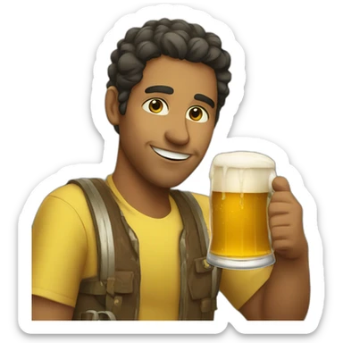 a brazilian person drinking beer  sticker