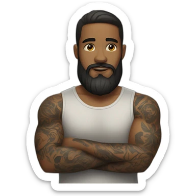 bearded man with tattoo on his arm sticker