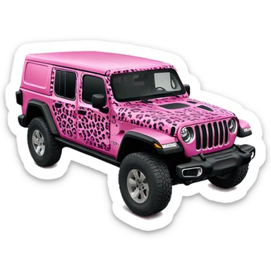 Realistic pink leopard print pattern Jeep Gladiator truck. sticker