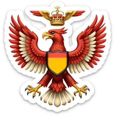 Make a German coloured 1940s inspired doubled headed eagle emoji  sticker
