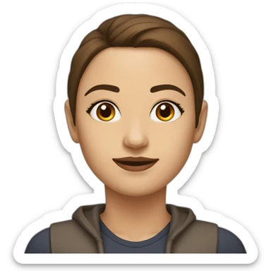 Mujer de 30 años, tez blanca, ojos marrón oscuro y pelo de longitud media, color castaño que se aclara de medios a puntas. Parecida a la actriz protagonista de la película crepúsculo sticker