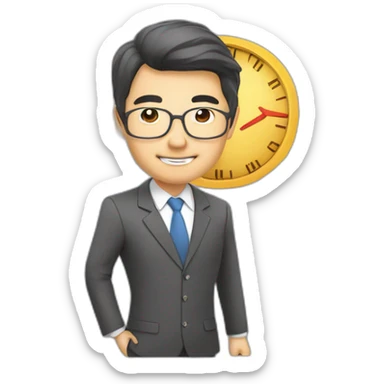 Middle-aged Asian male investment manager，background with Stock market trend chart sticker