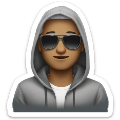 Person in grey hoodie wearing sunglasses sticker