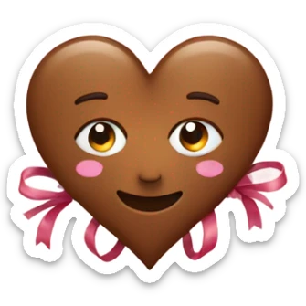 Brown heart with bows sticker