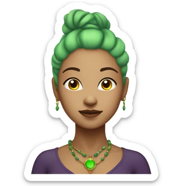  7 chakra symbol woman with light skin and green hair  sticker