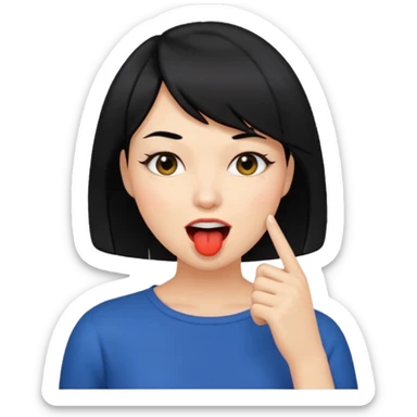 Chicas con pelo negro y corte bob haciendo que se muerde uno de sus dedos de manera picara sticker