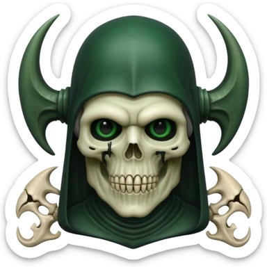 HR giger, wires dark green flesh undead sorcerer, head. bones and skin sticker