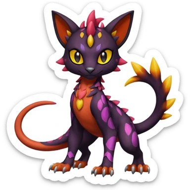 Spooky Colorful Scaley Shiny Liepard-Noivern-Litten-Sprigatito-Pokémon-fusion-creature (full body) sticker
