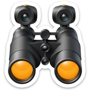 black binoculars with large lenses make lenses point out straight sticker