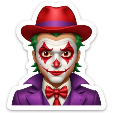 Glitter RED and White Joker Gangster  sticker