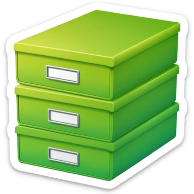 A stack of files from a box, with a gradient in the form of an acid green color. in the style of Airbnb sticker