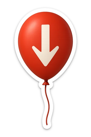palloncino rosso con freccia in giù  sticker