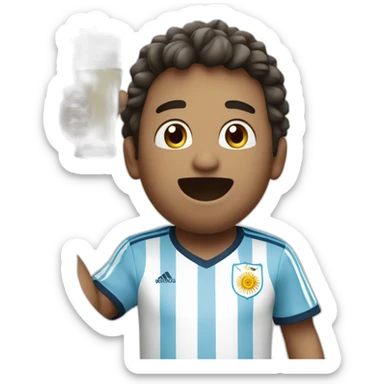 man in argentina soccer uniform standing up cheering and drinking mate sticker