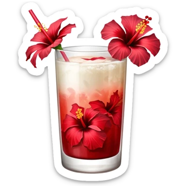 coconut drink with red flowers sticker