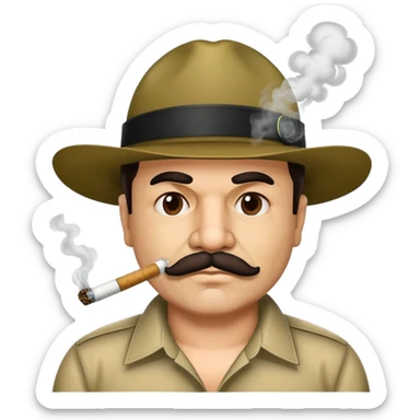 El Chapo Guzman with mustache smoking a marijuana joint sticker