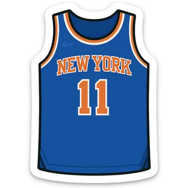 flat toon style new york knicks basketball jersey featuring the number 11 sticker