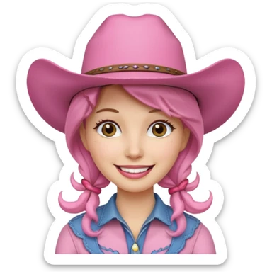 cowgirl with pink hat sticker