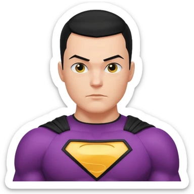 Make a superhero’s filing it’s a human white skin whit buzz cut back hair sticker